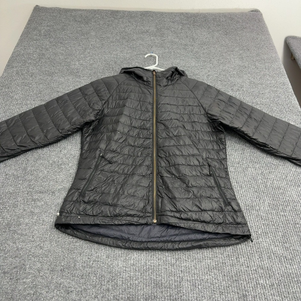 Eastern Mountain Sports Puffer Jacket Womens L Black Nylon Down Hooded Gorpcore